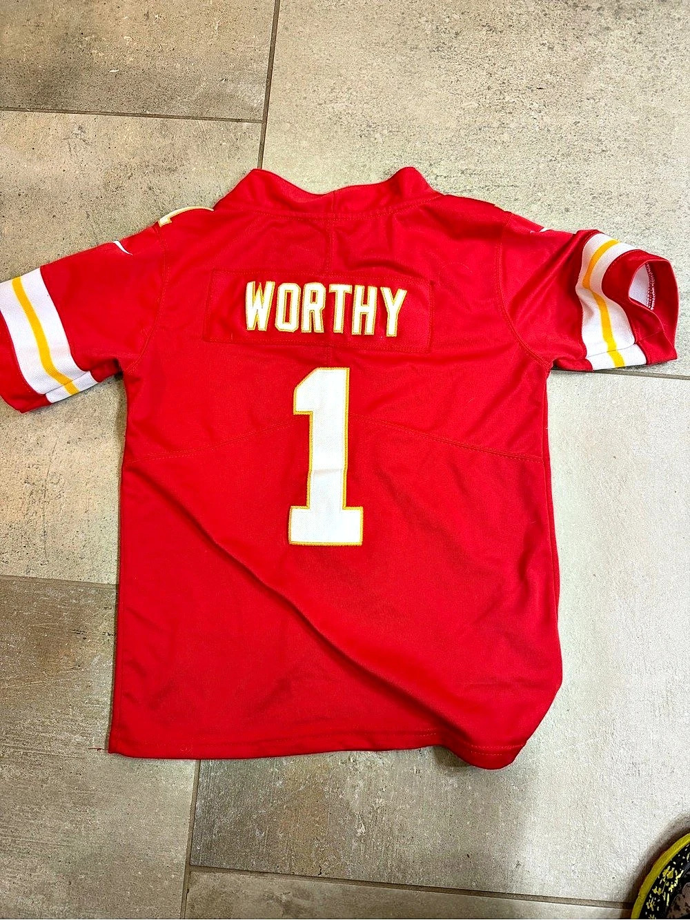 Nike Kansas City Chiefs Patrick Xavier Worthy #1 NFL Jersey Red Boys Small (8) - Picture 4 of 7